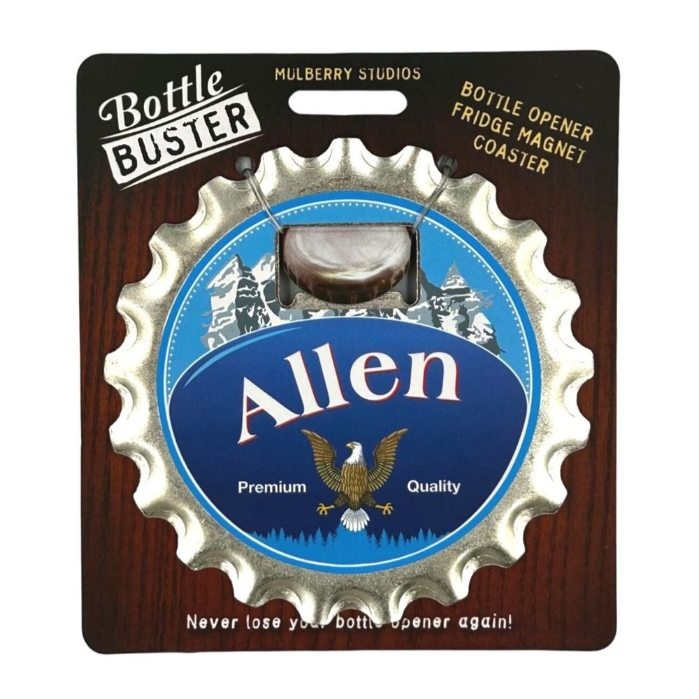 Allen Bottle Buster Bottle Opener Fridge Magnet Coaster Pre-Personalized